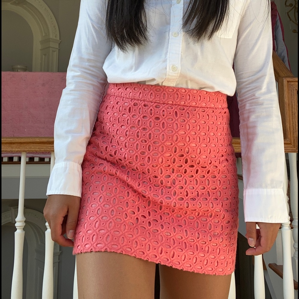 J crew coral eyelet skirt size 4